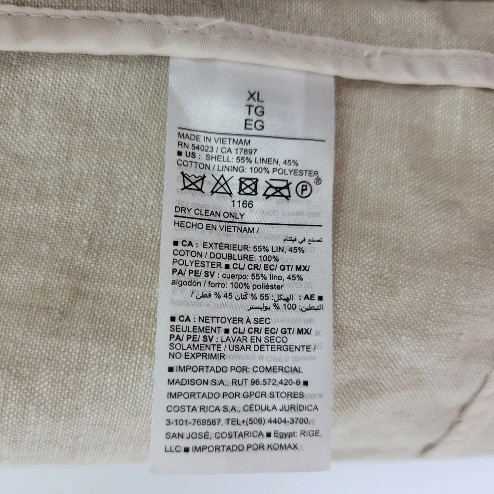 Old Navy Men's Sport Coat Blazer Two‎ Button Beige Linen Cotton Size XL NEW
